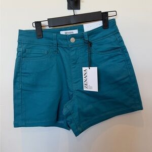 Zenana Outfitters High Waist Teal Shorts